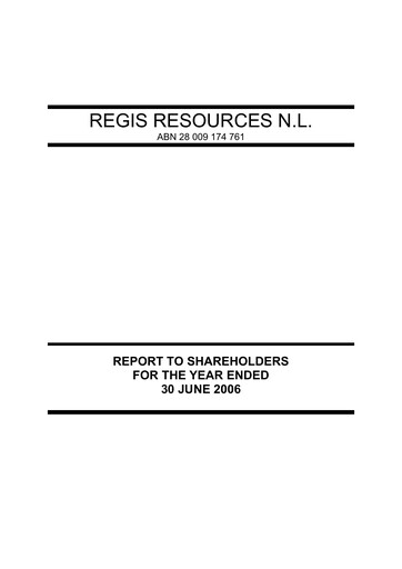 Thumbnail Regis Resources Annual Report 2006