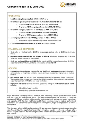 Vorschaubild Regis Resources Quartalsbericht 2022-q2