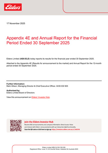 Thumbnail Elders Limited Annual Report 2025