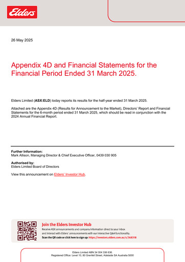 Thumbnail Elders Limited Half-year Report 2025-h1