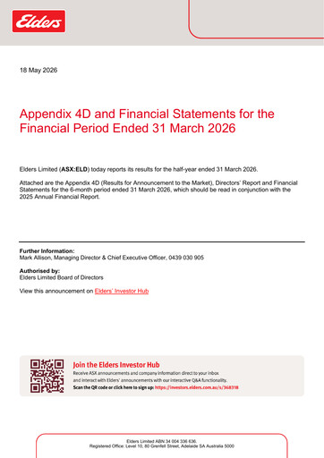 Thumbnail Elders Limited Half-year Report 2026-h1