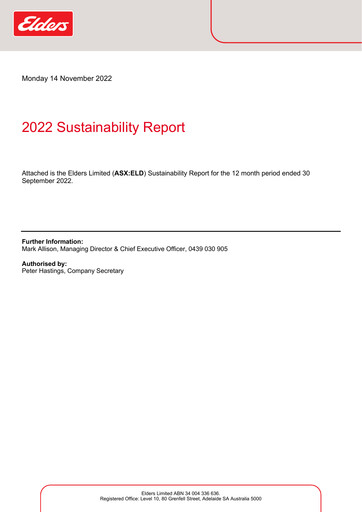 Thumbnail Elders Limited Sustainability Report 2022
