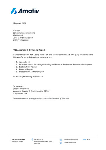 Vorschaubild Amotiv Limited Finanzmitteilung 2025