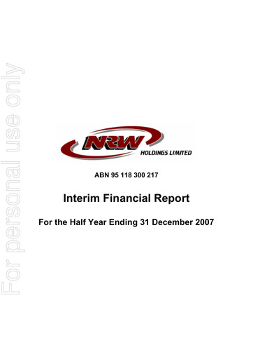 Thumbnail NRW Holdings Limited Financial Report 2008-h1