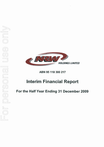 Thumbnail NRW Holdings Limited Financial Report 2010-h1
