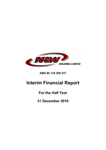 Thumbnail NRW Holdings Limited Financial Report 2011-h1