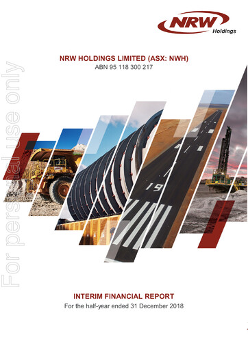 Thumbnail NRW Holdings Limited Financial Report 2019-h1