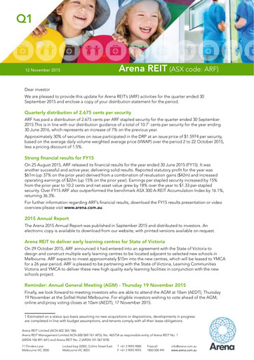 Thumbnail Arena REIT Quarterly Report 2015-q3