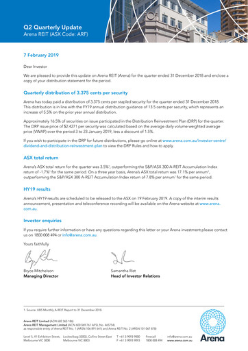 Thumbnail Arena REIT Quarterly Report 2018-q4