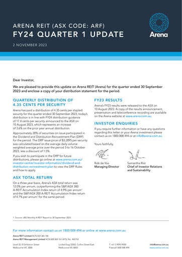Thumbnail Arena REIT Quarterly Report 2023-q3