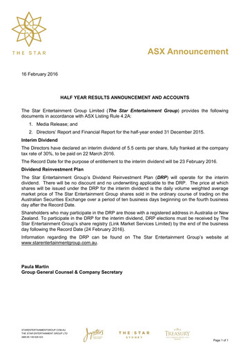 Thumbnail The Star Entertainment Group Financial Report 2016-h1