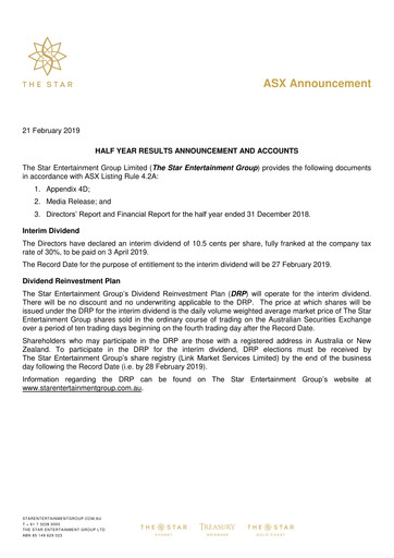 Thumbnail The Star Entertainment Group Financial Report 2019-h1