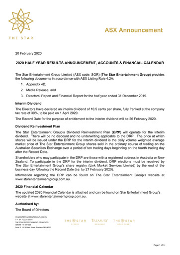 Thumbnail The Star Entertainment Group Financial Report 2020-h1