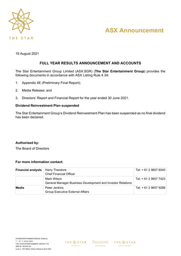 Thumbnail The Star Entertainment Group Financial Report 2021