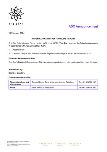 Thumbnail The Star Entertainment Group Financial Report 2024-h1