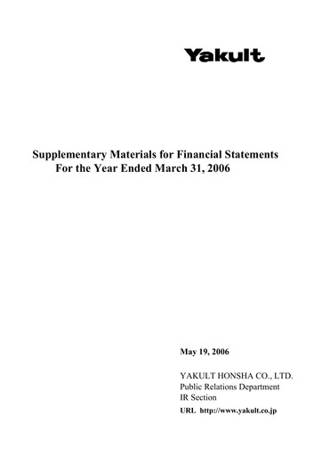 Thumbnail Yakult Financial Statement fy2005