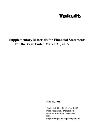 Thumbnail Yakult Financial Statement fy2014