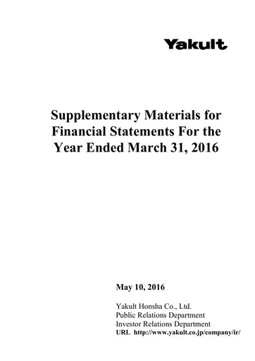 Thumbnail Yakult Financial Statement fy2015