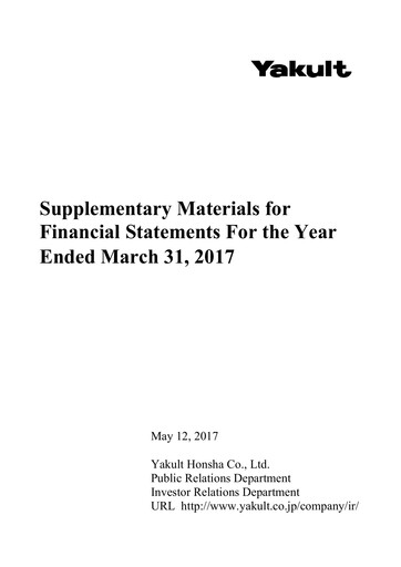 Thumbnail Yakult Financial Statement fy2016