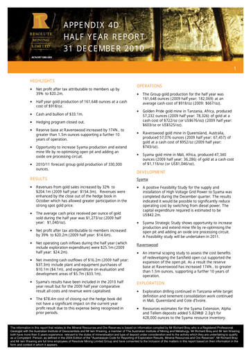 Thumbnail Resolute Mining Half-year Report 2010-h2