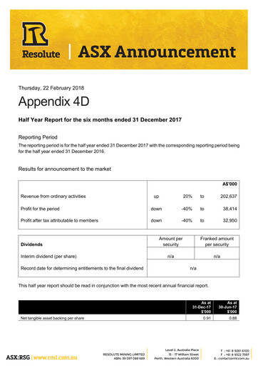 Thumbnail Resolute Mining Half-year Report 2018-h1