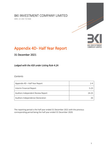 Miniature BKI Investment Company Rapport financier 2022-h1