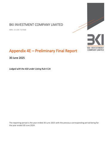 Miniature BKI Investment Company Rapport financier 2025