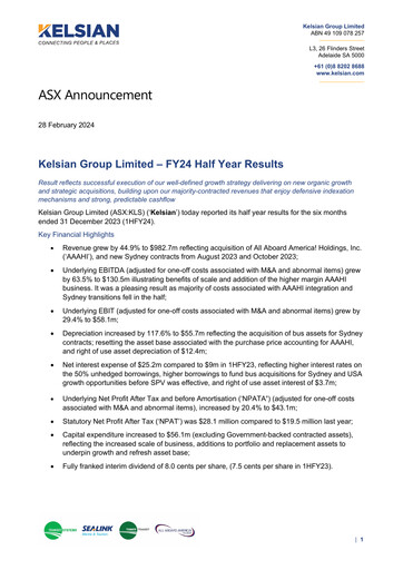 Thumbnail Kelsian Group Half-year Report 2024-h1
