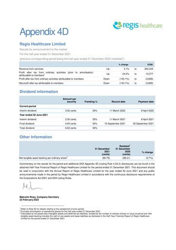 Thumbnail Regis Healthcare Financial Report 2022-h1