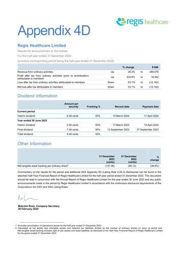 Thumbnail Regis Healthcare Financial Report 2024-h1