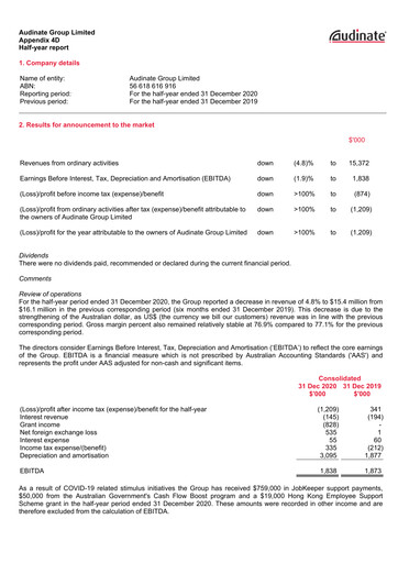 Thumbnail Audinate Group Financial Report 2021-h1