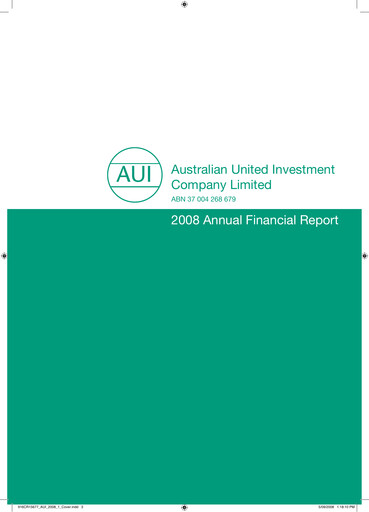 Thumbnail Australian United Investment Company Annual Report 2008