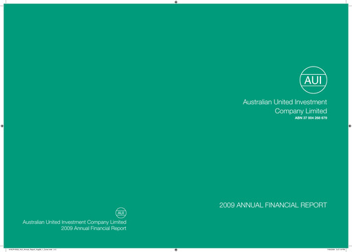 Thumbnail Australian United Investment Company Annual Report 2009