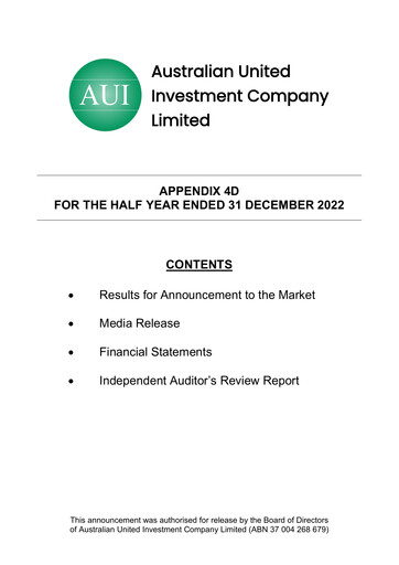 Thumbnail Australian United Investment Company Financial Report 2023-h1