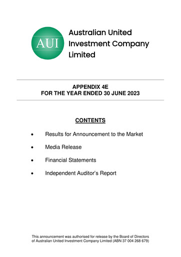 Thumbnail Australian United Investment Company Financial Report 2023