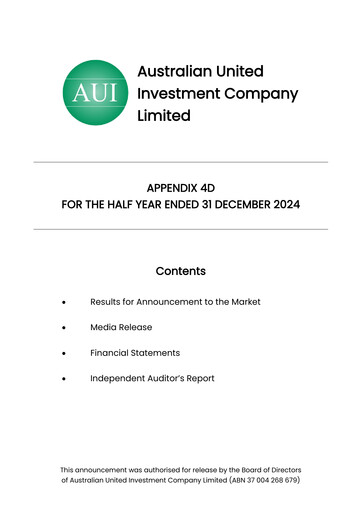 Thumbnail Australian United Investment Company Financial Report 2025-h1