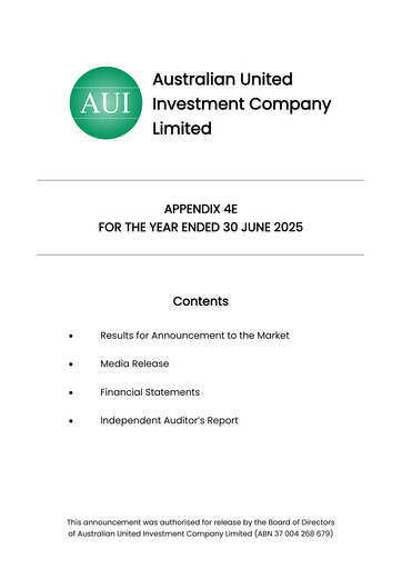 Thumbnail Australian United Investment Company Financial Report 2025