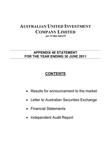 Thumbnail Australian United Investment Company Financial Statement 2011