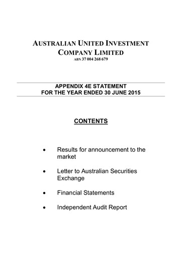 Thumbnail Australian United Investment Company Financial Statement 2015