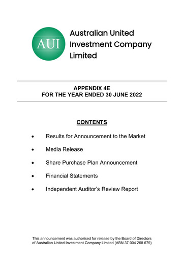 Thumbnail Australian United Investment Company Financial Statement 2022