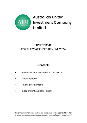 Thumbnail Australian United Investment Company Financial Statement 2024