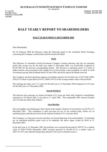 Thumbnail Australian United Investment Company Half-year Report 2001-h1