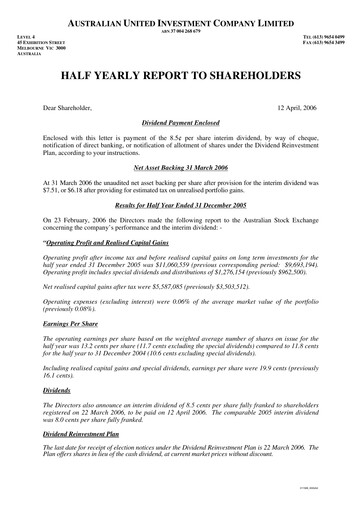 Thumbnail Australian United Investment Company Half-year Report 2005-h1