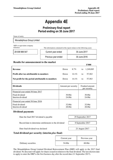 Miniature Monadelphous Group Rapport financier 2017