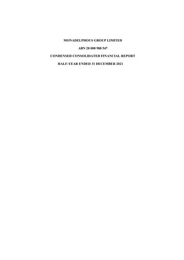 Thumbnail Monadelphous Group Financial Statement 2022-h1
