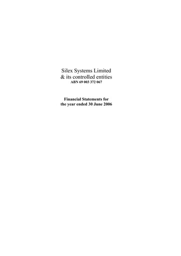 Thumbnail Silex Systems Limited Financial Report 2006