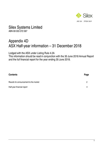 Thumbnail Silex Systems Limited Financial Report 2019-h1