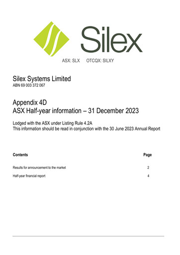 Thumbnail Silex Systems Limited Financial Report 2024-h1