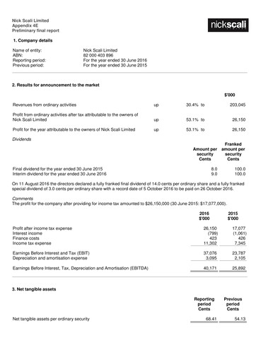 Thumbnail Nick Scali Limited Financial Statement 2016