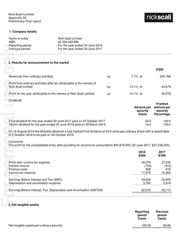 Thumbnail Nick Scali Limited Financial Statement 2018